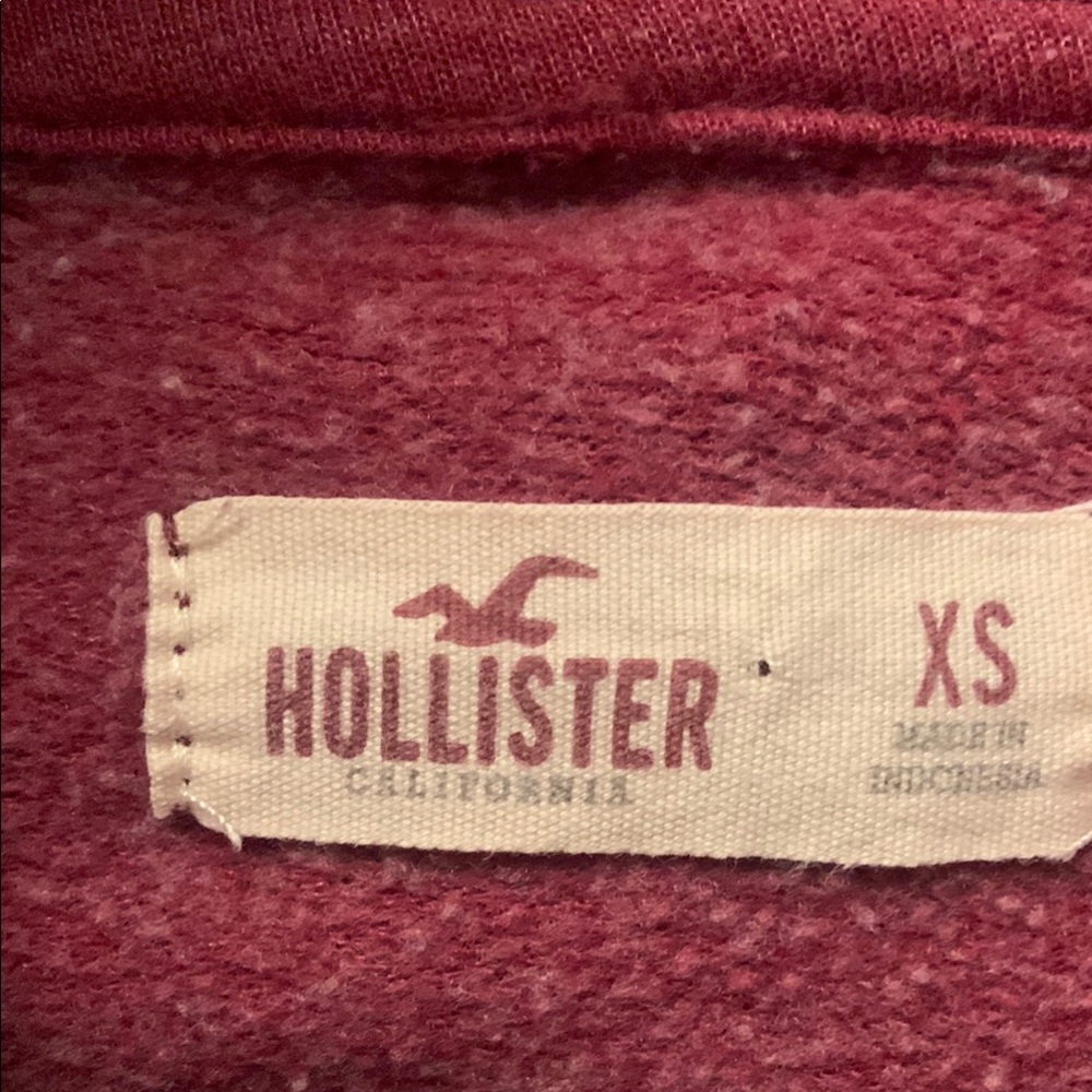 Hollister Red Hoodie Sweater with White Stripes and Embroidered Front Design - Picture 3 of 5